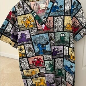 Cherokee Multicolor Cartoon Print Scrub Top